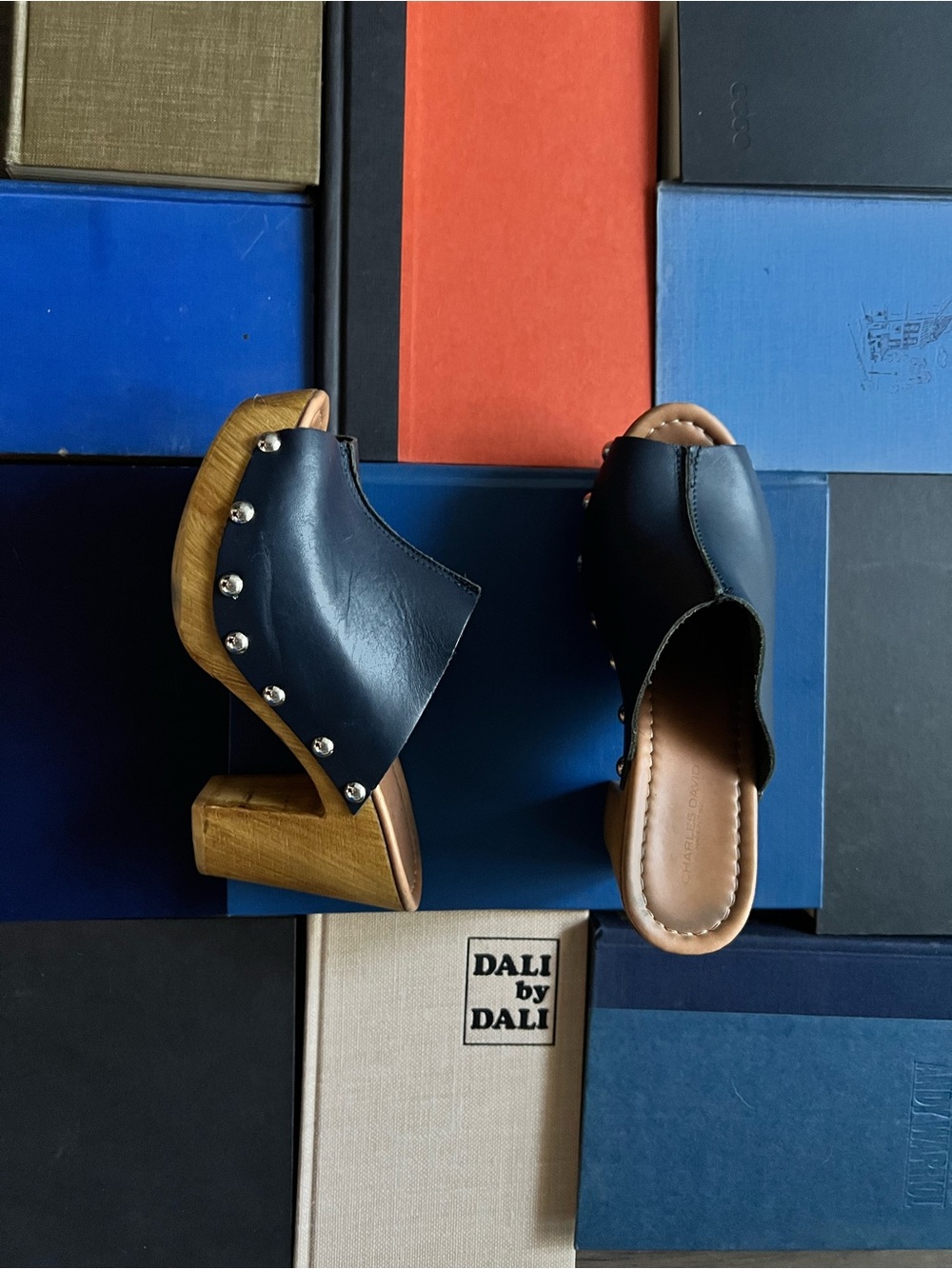 Italian Leather Studded Open Toes Platform Sandals